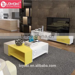 New Design Set of 4 Coffee Table Mdf Wood Sofa Side Table With Glossy Finished 4 Colors Free Combination Side Table thumbnail-3