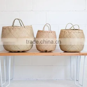 Natural Small Folding Seagrass Basket, Panier Basket thumbnail-1