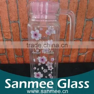 New Arrival Flower Printed Glass Water Jug Set thumbnail-1