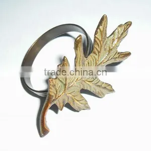 Metal Napkin Holder Antique Finish Leaves Sgaped thumbnail-1