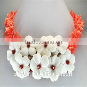 Branch Coral Necklace With Gemstone Flower thumbnail-1