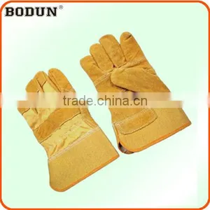 A2015 Hot Style Golden Yellow Cowhide Split Leather Patch Palm Glove thumbnail-1