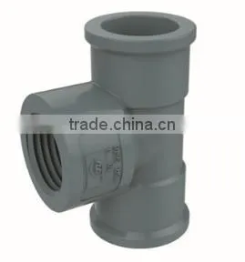 HIGH QUANLITY FEMALE TEE OF PVC DIN STANDARD FITTINGS FOR WATER SUPPLY thumbnail-1