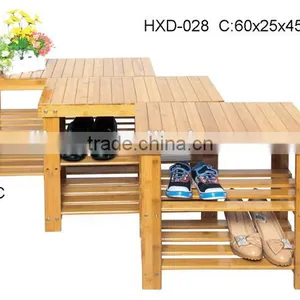 2-tier Shoe Bench Boot Organizing Rack Entryway Storage Shelf 100% Bamboo thumbnail-3