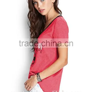 Personalized Wholesale Women V Neck Football t Shirt OEM Service thumbnail-2
