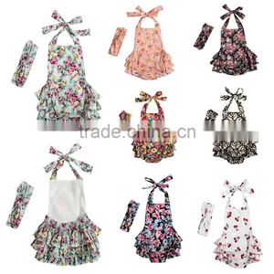 Summer Baby Clothing Hot Sale Baby Girl Floral Bubble Romper Infant and Toddler Baby Romper With Matching Headband thumbnail-1
