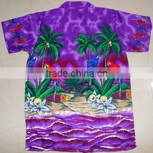 Macau Parrot on Cocunut Palm Hawaiian Shirts thumbnail-3