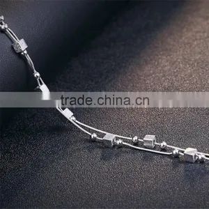 925 Sterling Silver Charm Double Chains Bracelet thumbnail-2