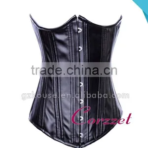 Steel Bone Underbust Black Leather Corset Bondage thumbnail-1