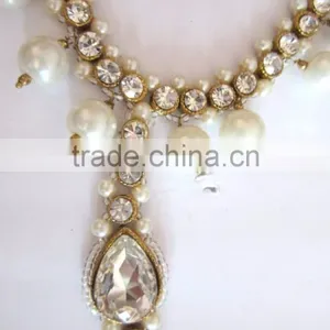 PEARL CRYSTAL Beads Payal ANKLETS Pair Feet Barefoot Sandal Toe Ring thumbnail-4