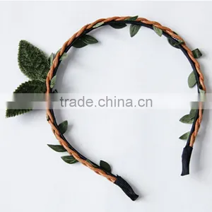 Handmade Cute Rabbit Ear Hair Band With Leaf Decorative Headband for Girls thumbnail-4