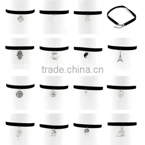 Custom Charm Ribbon Choker Necklace Gothic Vintage Velvet Ribbon Necklace Hot Selling Choker Necklace thumbnail-1