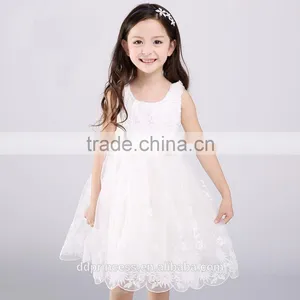 Pakistan Princess Rose Flower Girls Party Dress White Lace Net Frock Designs for Kids Baby Girl Fairy Dresses thumbnail-6
