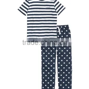 Stripe Short Sleeves Top and Star Printed Pants Adult Pyjamas thumbnail-3