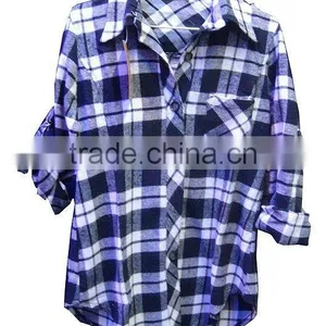 Bulk Wholesale 22 Colors Girl's Plaid Flannel Shirt Female Long-sleeved Plaid Shirt thumbnail-1