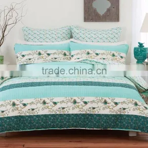 Printed Birds & Plain And Floral Panels Quilt Cover thumbnail-5