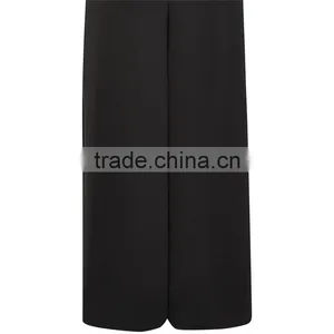 Chic Wide Leg Side Split Palazzo Trousers Black Slack Pants for Ladies thumbnail-4