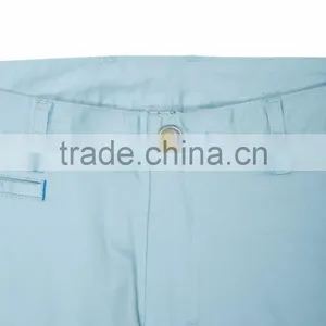 Contrast Color Bartack Light Blue Slim Fit Casual Mens Baggy Pants With High Quality Button thumbnail-5