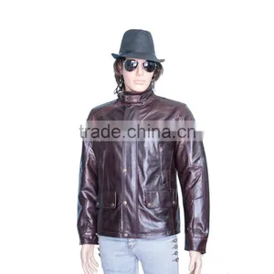 HIGH QUALITY SLIMFIT MEN BROWN RETRO LEATHER JACKET thumbnail-1
