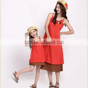 2015 New Design of Orange Linen Cotton Mommy and Me Party Dress for Hallowmas Party Clothes thumbnail-4