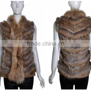 YR645 Unique Design Rabbit and Raccoon Real Fur Vest thumbnail-1