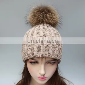 Fashion Pattern Pompon Hat With Lurex Acrylic Knitting Hat With Pompon thumbnail-2
