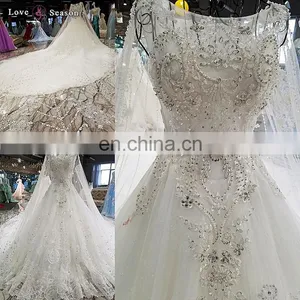 LS00218 White Arab Long Sleeve Muslim Sexy See Through Corset Saree Designs Wedding Dress thumbnail-2