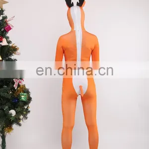 Christmas Day Santa Deer Full Body Spandex Lycra Cosplay Costume Orange thumbnail-4