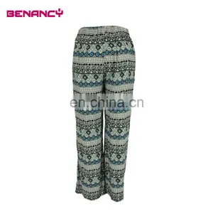 Viscose Green Floral Print Trousers Casual Wear Plus Size Pants for Women thumbnail-1