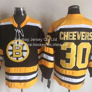 Boston Bruins #30 Cheevers Throwback Black Jersey thumbnail-1