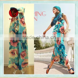 2015 Digital Printing Chiffon Long Vest Dress thumbnail-1