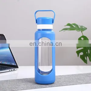 Large Capacity 25 OZ Custom Logo Glass Crystal Water Bottle With Plastic Bottle Sleeve Drinking Hot Water Bottles thumbnail-4