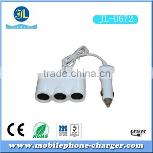 Rapid 3 Ways Car Cigarette Lighter Socket Cigarette Car Charger With Additional 2 USB Output thumbnail-4