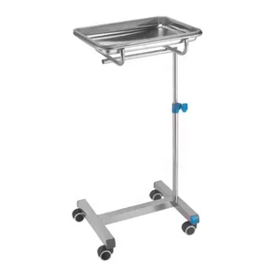Adjustable Height Stainless Steel Medical Trolley Surgical Tray Stand Mayo Table With Wheel thumbnail-1