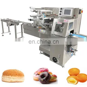 Full Belt Feeding Flow Pack Bun Sandwich Burger Baguette Horizontal Wrapping Packing Machine thumbnail-1