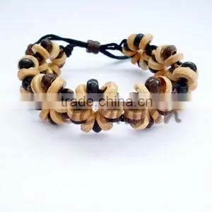 Handmade Bracelet ( Coconut Shell Beads ) Men Women ( Adjustable ) thumbnail-1