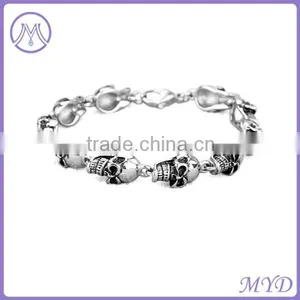 High Quality 304 Stainless Steel Skull Skeleton Bracelet for Mens Jewelry thumbnail-2