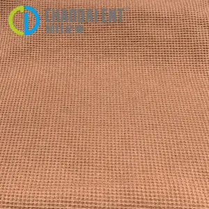 Thickened Dyed Recycled Polyester Knitted Stretchy 30S+30D Waffle Fabric for Hoodie Jacket thumbnail-2