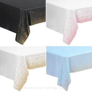 Custom Rose Gold Dot Tablecloths - Disposable & Waterproof for Baby Showers & Weddings thumbnail-1