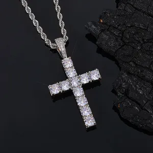 Men Women Hip Hop Cross Shiny Pendant With 4mm Zircon Tennis Chain Charm Iced Out Bling Exquisite Necklace Jewelry Fashion Gift thumbnail-5