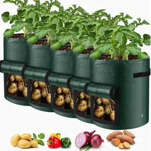 5/7/10 Gallon Fabric Potato Grow Bags Breathable Planting Containers for Potato Tomato Carrot Onion Growing thumbnail-1