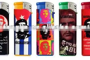High Quality Disposable or Refillable Electronic Plstic Gas Lighter FH-809 With Wrpped Sticker thumbnail-1