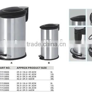 5L/12L/20L/30L S/S OVAL PEDAL DUSTBIN thumbnail-1
