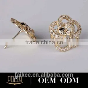 Creative Jewelry Lady's Silver Ring Flower Pistil Design Happy Back Earring Backs thumbnail-1