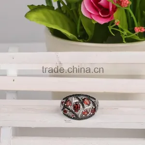 Cheap Price Oval Shape Hand Setting Natural Garnet Black Small Stone 925 Sterling Silver Ring thumbnail-4