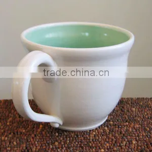 White and Green Ceramic Mug,cheap Ceramic Mugs,ceramic Eco Coffee Mugs With Lids thumbnail-1
