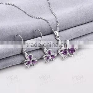 New Jewelry Plated Rhinestone Heart Wedding Necklace Set thumbnail-3