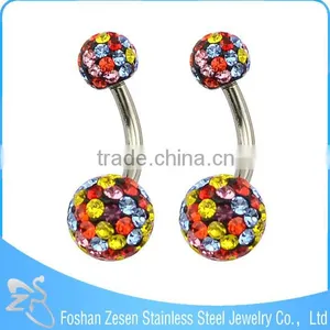 Wholesale Factory Durable Stainless Steel Crystal Gem Ball Navel Belly Button Rings thumbnail-4