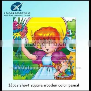 2012 Hot Sales HB 3.5"drawing Square Colour Puzzle Pencil 13pcs Pencil Set thumbnail-1