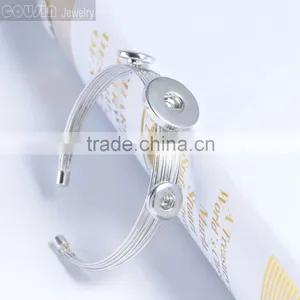 Mixed Styles Bangle Metal Snap Button Jewelry Charm Rhinestone Styles Bangle SZ0010 thumbnail-1